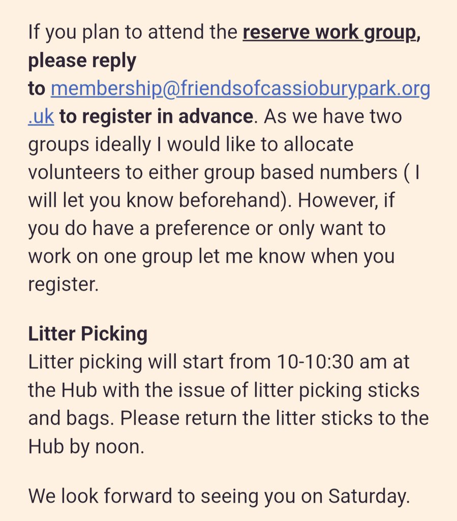 CassioburyFOCP's tweet photo. Sat. 17th Feb. is our volunteering day.   
We will be running two groups of conservation teams. One will be planting trees along the edge of the new Wetlands fence the other will be coppicing Willows in the sedge beds north of the nature reserve
#Cassiobury #Watford
@HMWTBadger https://t.co/h0w1cORIfT