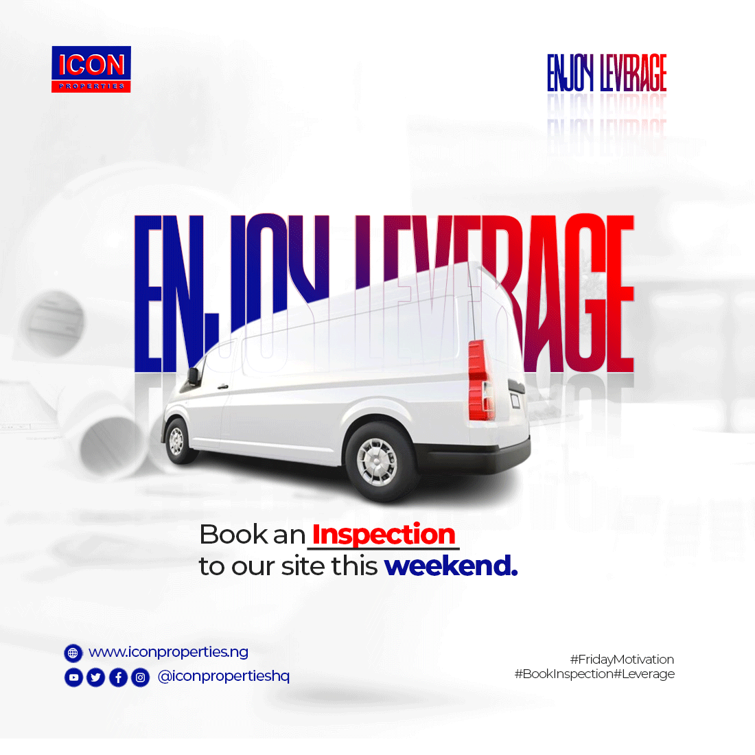 iconpropertyhq's tweet photo. The secret to success is leverage. Let us show you how it works. Schedule an inspection with us this weekend.

Happy weekend 🤗
#IconProperties
#IconAssociate
#RealEstate
#RealEstateNigeria
#InvestmentOpportunities
#LagosPropertiesforsale
#TGIF https://t.co/yvToegDl2H