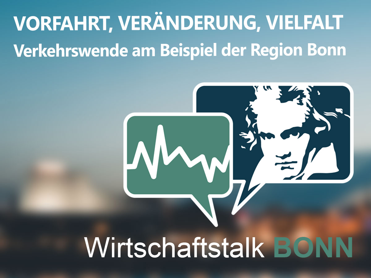 Wirtschaftstalk's tweet photo. 28. Februar 2024:
Vorfahrt, Veränderung, Vielfalt - Verkehrswende am Beispiel der Region Bonn - 59. Wirtschaftstalk Bonn 
mit Theo Jansen, Rebecca Heinz, @ADFCNRW , Dr. Olga Nevska, und Christian Faßbender, @FassbenderBonn 
https://t.co/V201wAl2at https://t.co/TentdeDJXi
