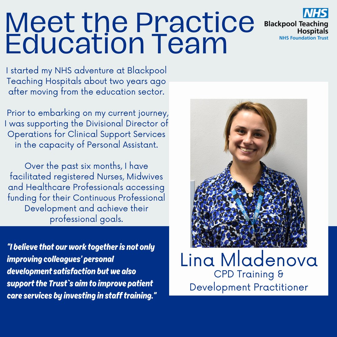 Our CPD Training and Development Practitioner, Lina Mladenova, is passionate about her role and it's ability to help achieve the Trust's aim to improve patient care. #FabFeb #PracticeEducation