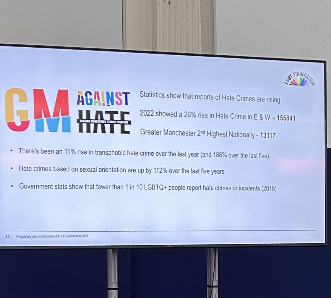 Another great conference with the @LGBTfdn Tackling hate crime, talking all things education, pride networks, lgbt veterans and much more. Wonderful support from Manchester’s deputy Mayor Kate Green. @KateGreenSU Huge thanks to @CarlAustinBehan and the LGBT Foundation team. 👏👏