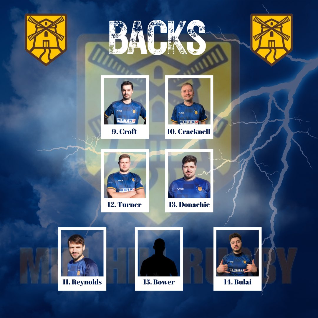 MillHillRFC's tweet photo. Your Mill Hill backs for tomorrow 🤎💛
Get down to Champions Way and show some support!
#TheSpeed https://t.co/srne3ILbfA