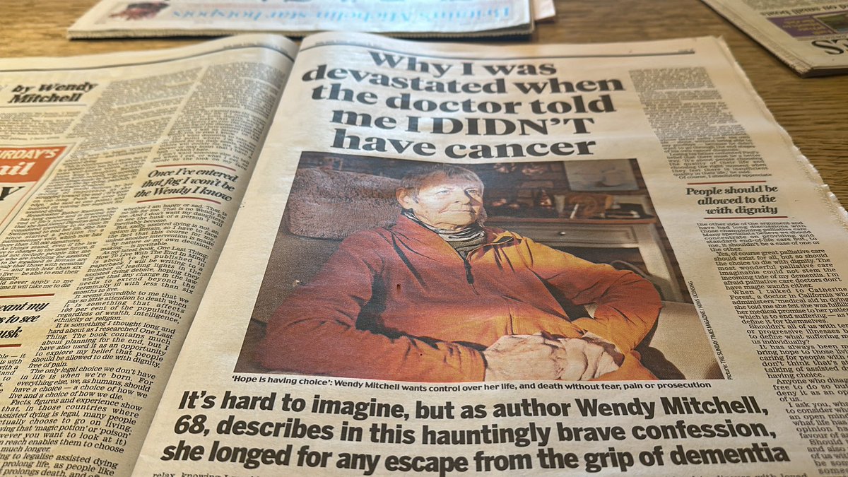 “Of course great palliative care should exist for all but so should the choice to die with dignity”, <a href="/WendyPMitchell/">DrDr (😊)Wendy Mitchell</a> in today’s <a href="/DailyMailUK/">Mail+</a>. A typically clearly, compassionately argued piece.
