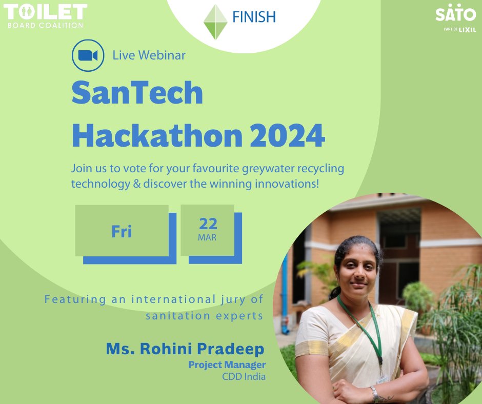 🌟 Exciting News! Our second esteemed jury, Ms. Rohini Pradeep from CDD Society, is ready to select winners for our Sanitation Tech Hackathon! Don't miss your chance to shine in grey water recycling for sustainable agriculture. Apply now! finishmondial.org/calling-all-in…