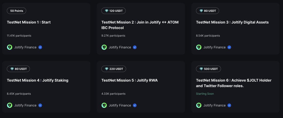 Do you remember the $1000 Prize Pool! Joltify TestNet Mission series? 

Yes, that's right, the final mission has arrived, complete the requirements to qualify for the chance to win 500 USDT.

Link: galxe.com/joltify/campai…

#Airdrop #Testnet