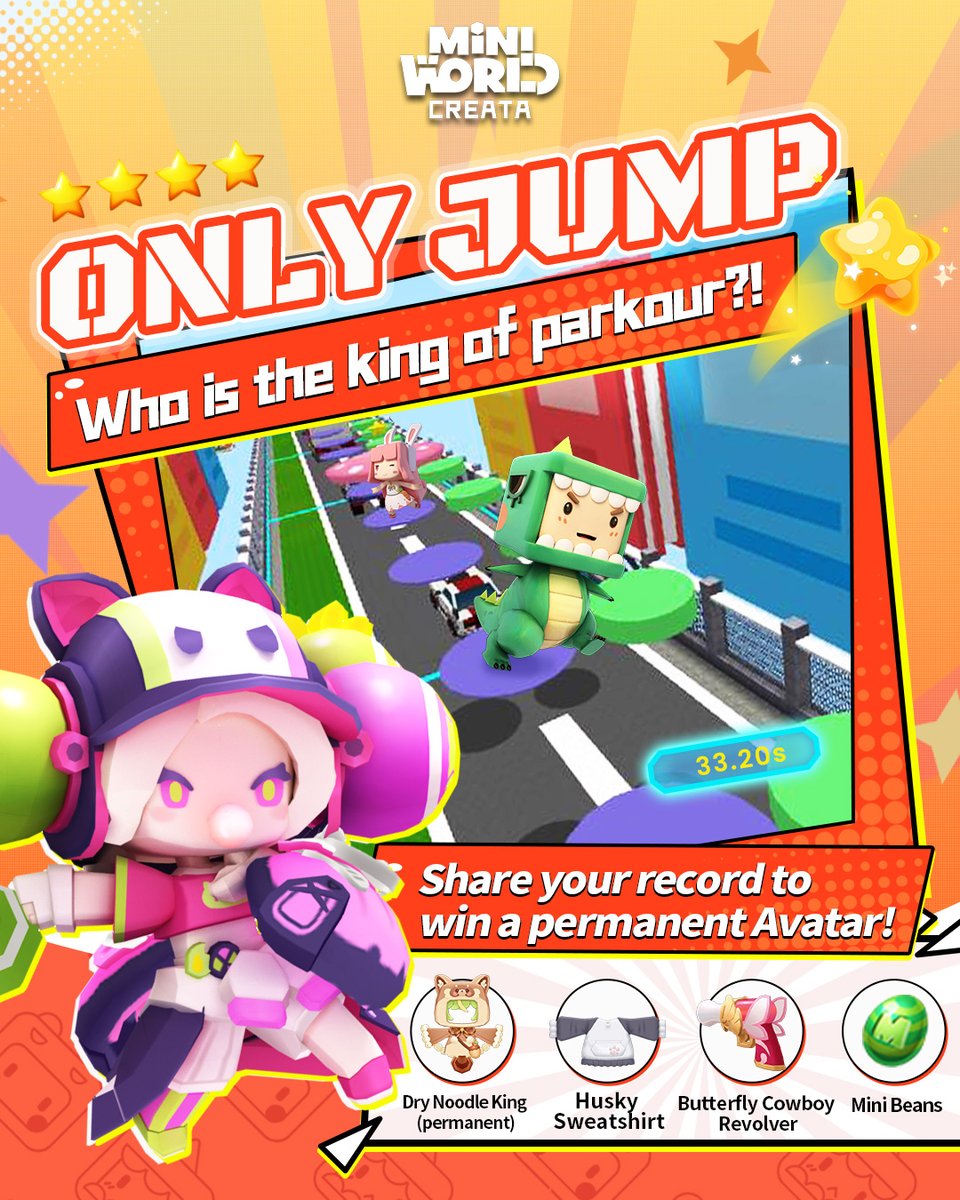 MiniWorld_EN's tweet image. 🏃‍♂️Only Jump Who is the Parkour King! 🔥

🌟Win great gifts. Check out our Facebook for more details:
facebook.com/miniworldcreat…

#miniworld #mini2.0 #MWOJEN #miniworldcreata #miniworlden