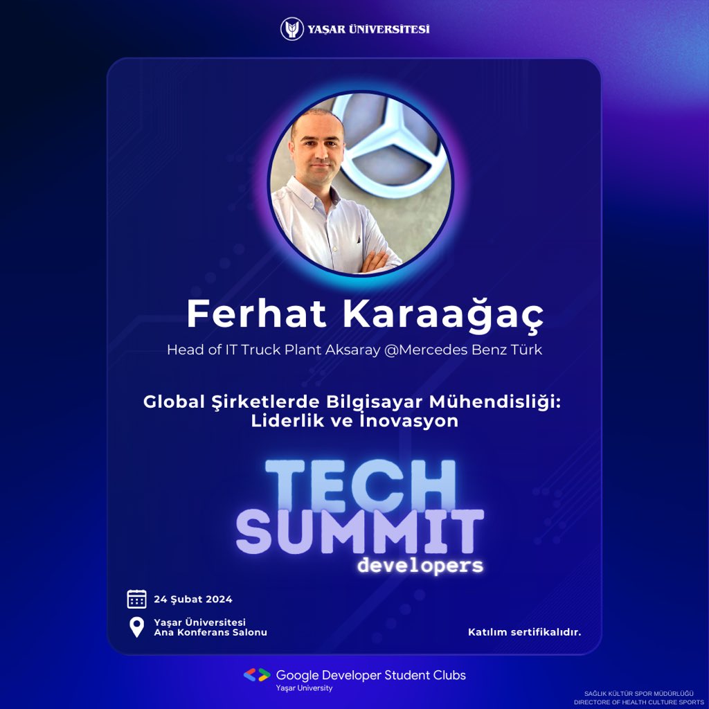 24 Şubat’ta gerçekleşecek olan Tech Summit: Developers etkinliğimizin üçüncü konuşmacısı Ferhat Karaağaç!

Ferhat Karaağaç “Global Şirketlerde Bilgisayar Mühendisliği:
Liderlik ve İnovasyon” konulu konuşmasıyla bizlerle olacak.

Katılımcı Formu: forms.gle/UBYfUHgkUpQm9E…