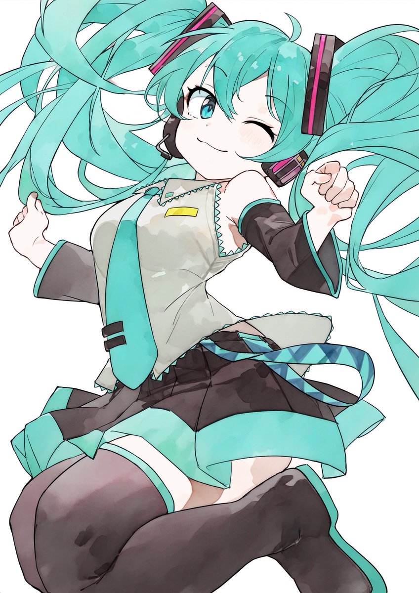 初音ミク 「下塗りと各種AI塗り(ブラシ塗り、アニメ塗り、水彩塗り) 」|まっくすのイラスト