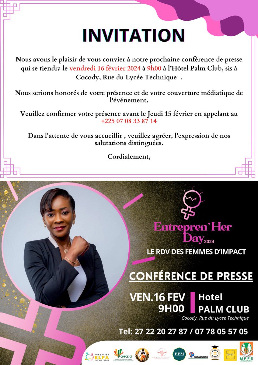 Fondationelfa's tweet photo. Conférence de presse ce vendredi 16 février à 9 h à l’hôtel Palm Club https://t.co/gt02EtPcy0