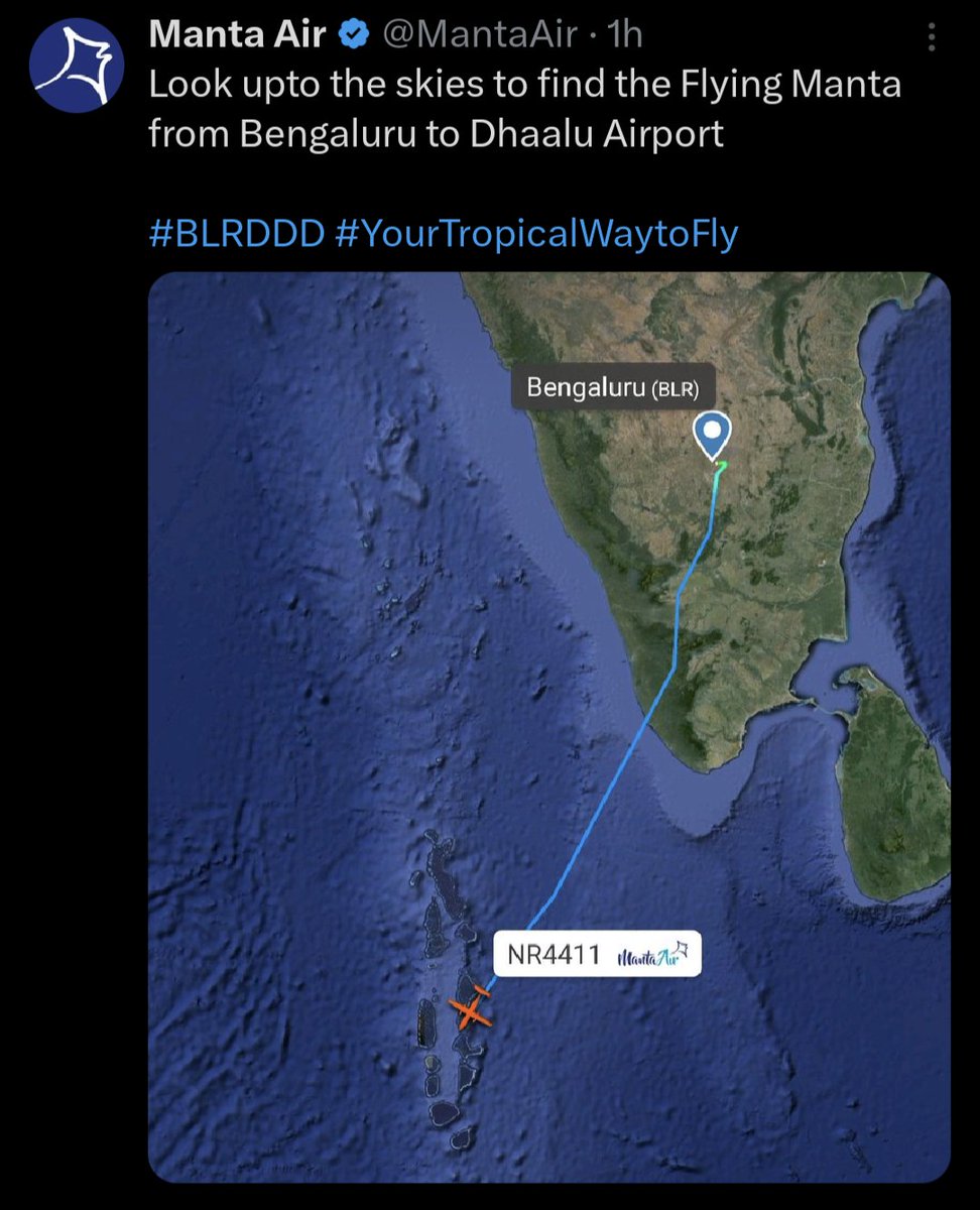 RashiMeeha's tweet photo. Maruhabaa @MantaAir, first ever flight from India to Dhaalu. This is a new gemstone for Manta Air for sure. 

Hopefully this airline will be better than @MaldivianAero . IA https://t.co/I3gQ9Nh9c4