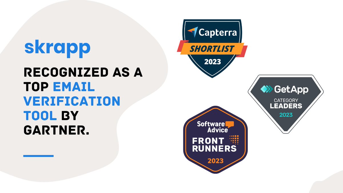 Skrapp received multiple recognitions in 2023 for its Email Verification Tool by <a href="/gartner_inc/">Gartner</a>.

Customers love us for ease of use, customer service, features, and value.

We are committed to continual improvement for seamless prospecting.

#skrapp #emailverifier