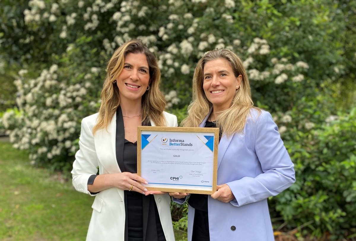 We've been awarded the Gold certificate regarding the sustainability practices for our booth at CPHI Barcelona. Congratulations to our global Pharma team. #SustainabilityFriday #CPHI #Pharma