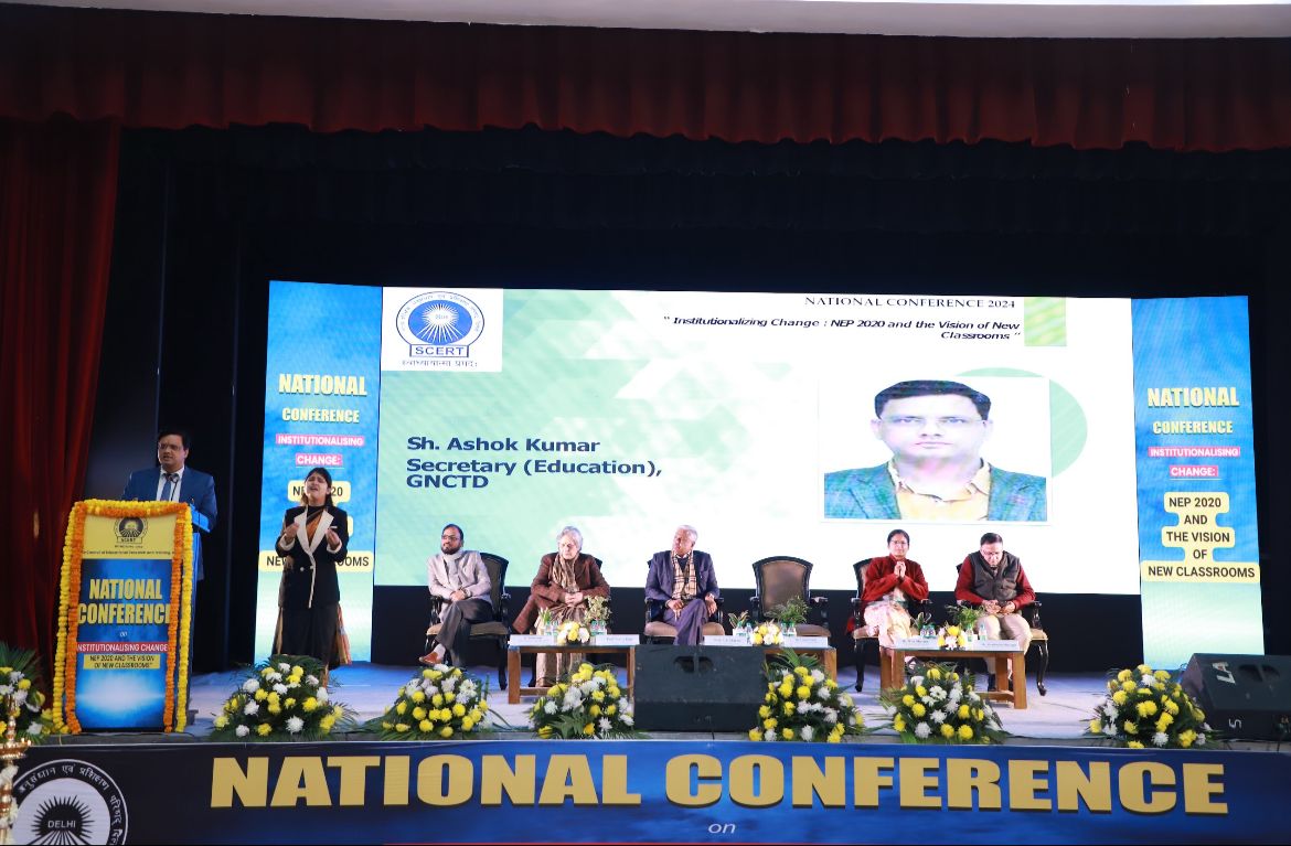 The Research cell of SCERT, Delhi conducted the National Conference on “Institutionalising Change: NEP 2020 and the Vision of New Classrooms” at Veer Savarkar SKV Kalkaji, New Delhi on 1-2 Feb,2024 serving a platform for dialogue and sharing best practices.