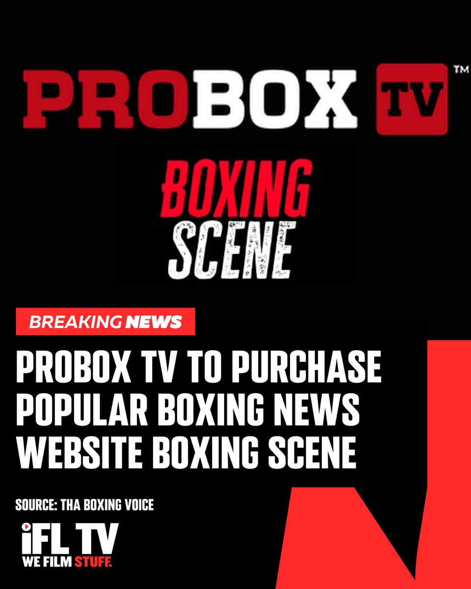 IFLTV's tweet image. PROBOX TV TO PURCHASE BOXING SCENE 🤝

It's been revealed that ProBox TV has purchased popular boxing news website Boxing Scene with the takeover set to be completed by the end of today.

Fingers crossed they don't make too many changes to it 🤞🏼

#BoxingScene | #BoxingNews