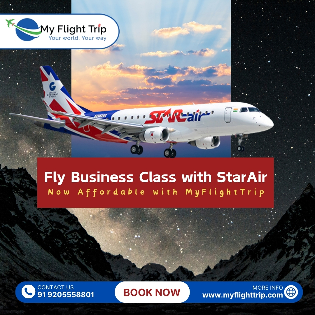 StarAir brings business class experience for you at a budget-friendly price. Pay the same and book your luxury air travel experience now. Book with us to get additional discounts on flight bookings ✈️. #yourworldyourway #FlyNonStop #IndianAviation #travellers