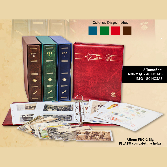 Álbum sobre primer día y hojas. Ideal para coleccionar sobres primer día, enteros postales, tarjetas, cartas, fotografías, etc.
Lujosamente acolchados y grabados con letras en oro inalterable por alta frecuencia.
filabo.es/tienda/35-fdc-…