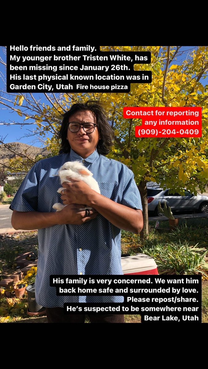 muttonxstew's tweet image. My brother has been missing since 1/29/24. 
Last seen at Bear Lake Motor Lodge in Garden City, Utah around 8pm. He is assumed to be alone. Please help me. Please help my family. #MMIP #MMIM if able to share in northern utah area.