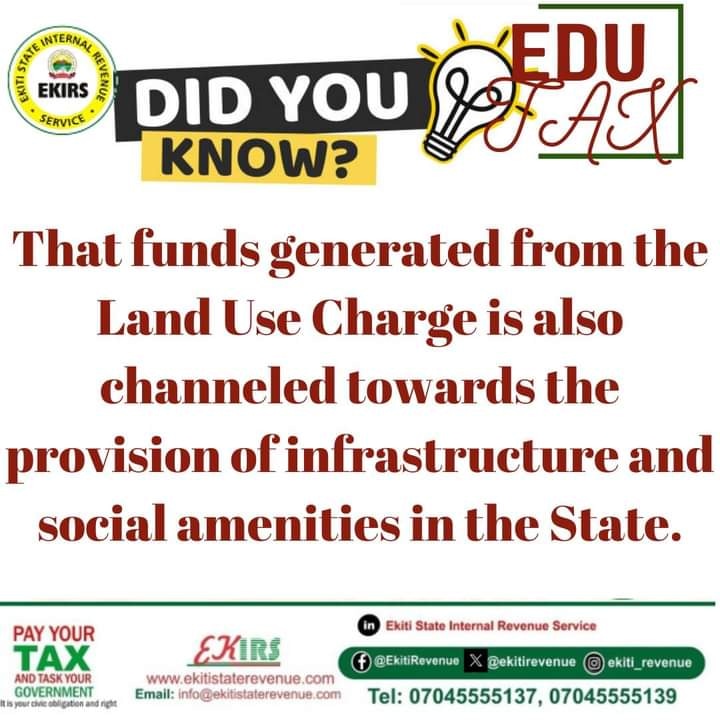 ekitirevenue's tweet photo. #LandUseCharge
#LUC
#PayYourTax
#TaskYourGovernment https://t.co/77xnMFHKaH