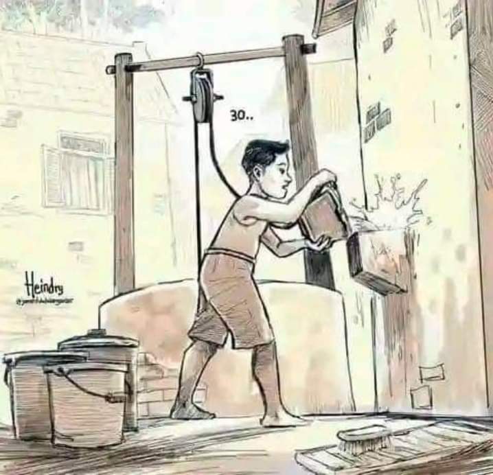 Ngisi bak mandi manual gini ditempatmu namanya apa mbah?