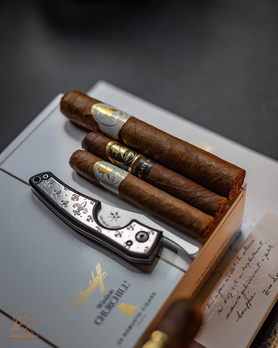 'A cigar should be lit neither too quickly nor too slowly, but evenly with small puffs.' Zino Davidoff ✲ ✲ 📷 @cigar.moments.bln LE PETIT - Silver - Fleur de Lys ✲ ✲ #cigarknife #lesfineslames #cigaraccessories #davidoff #davidoffcigars #cigarcutter #churchill #zinodavidoff