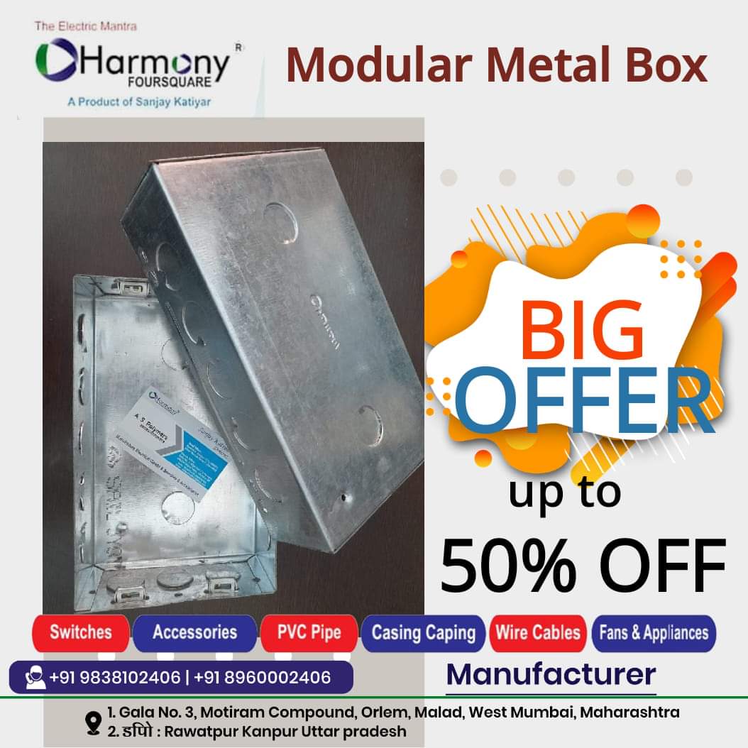 harmonyfourknp's tweet photo. We are Manufacturer of 

Harmony Brand Electrical Accessories 

Kanpur &amp; Malad west Mumbai 
 MO  8960002406 8960002402

For daily update jion us 

https://t.co/CaSg1XcjEb

#metalbox #modular #box #nearme #Electrical #shop #bihar #patna #anchors #Hosper https://t.co/Li67owNzJT