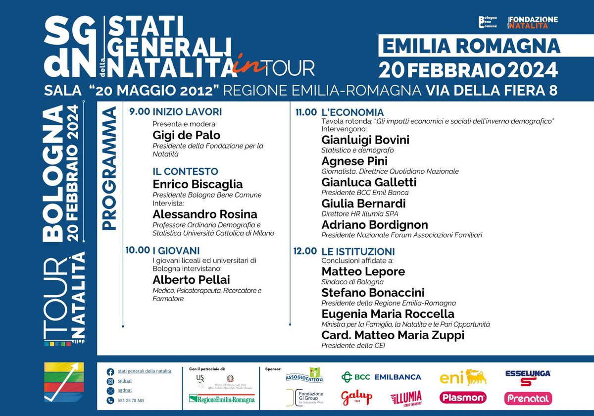gigidepalo's tweet image. Martedì inizia il #tournatalità cominciamo da Bologna. Perché la #natalità non è di setta, non è di sinistra, ma riguarda tutti. E non si tratta di convincere le persone a fare i figli, ma di mettere chi li vuole nelle condizioni di farli senza rischiare di diventare povero.