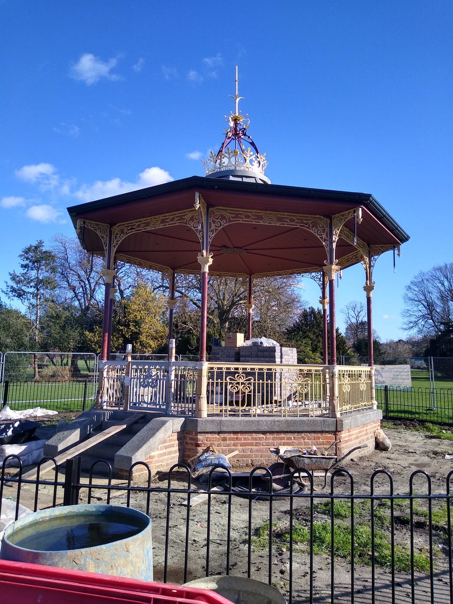 The Bowie Bandstand in Beckenham Rec has been under wraps while it's been undergoing restoration. Looks like it's coming along nicely. #bowie #DavidBowie #beckenham #bandstand #southlondon