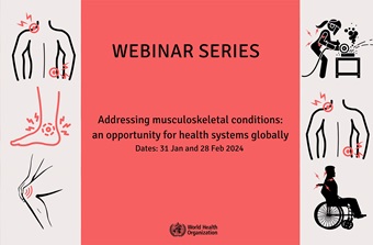WorldPhysio1951's tweet photo. Make a date for @WHO webinar: addressing musculoskeletal conditions. 12:00-13:00 CET, 28 Feb. MSK conditions contribute significantly to years lived with disability. More: https://t.co/O8s9BMr3ZP

#GlobalPT @AWcpta @WorldPhysioAWP @ERWorldPhysio @WorldPhysioNACR @WorldPhysioSAR https://t.co/WDH1KSKkoJ