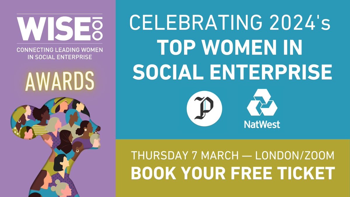 Book your free place now to join us at the WISE100 2024 celebration event! Be there in person or watch live via Zoom as we announce this year’s WISE100 award-winners and celebrate the UK’s most pioneering women in social enterprise. eventbrite.co.uk/e/wise100-soci… #WISE100 @SocComCap