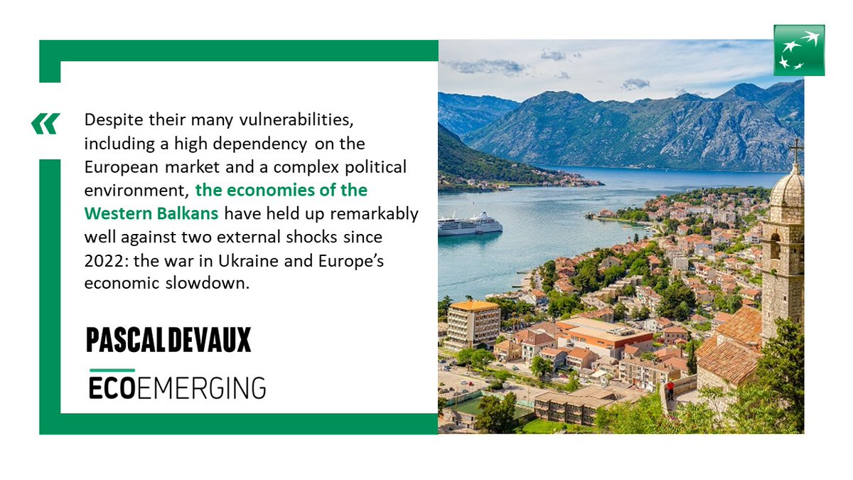 #EcoEmerging | #WesternBalkans
For Pascal Devaux, #householdconsumption remained sustained, thanks in particular to real wage growth in #Slovenia, #Serbia and #Croatia against a backdrop of receding #inflationarypressures.
👉 bnpp.io/LvXw50QCxsU