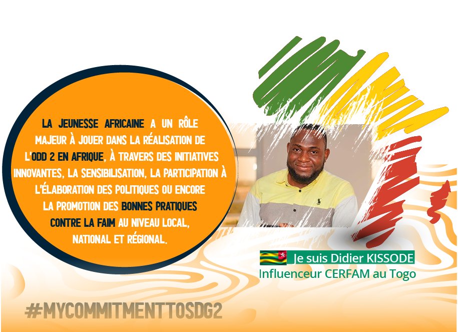 "La jeunesse Africaine a un rôle majeur à jouer dans la réalisation de l'ODD 2 en #Afrique, à travers des initiatives innovantes, la sensibilisation, la participation...
1/
#TgTwittos #InflueunceurCerfamTg #Togo #Team229 #Guinee #CIV225
