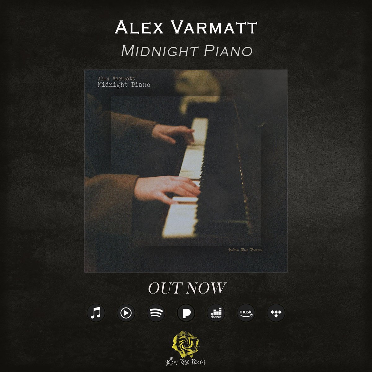 "Midnight Piano" is a contemporary solo piano release by Alex Varmatt, a pianist and composer from Brazil. It's a song performed on felt piano with a calm and relaxing vibe. 

Check it out here:
YRR.fanlink.to/Alex_Varmatt_-…