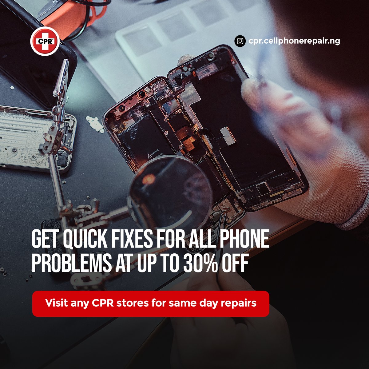 CPRNigeria's tweet photo. We are your go-to store for quick, reliable and quality repairs at discounted prices.
Enjoy same-day or next-day phone repairs at our stores!
#CPR
#phonerepair
#FridayVibes
#samedayrepair
#fastphonerepairs
#thursdayvibes
#nextdayrepair https://t.co/Z34bfIBaHS