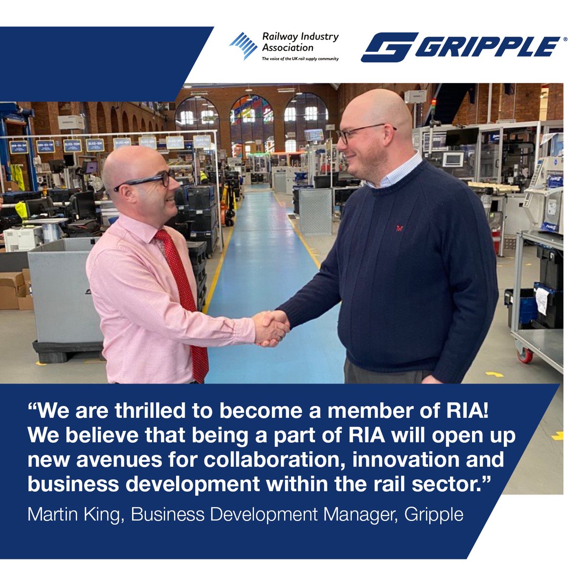 Grippleltd's tweet photo. We're happy to announce we've recently joined the @railindustry ๐
As a leading manufacturer we're committed to strengthening our presence in the rail sector and collaborating with other businesses across the industry. ๐ค
https://t.co/rQpOCRRKw4
#Gripple #RIA #SwiftLine #OLE https://t.co/iyS0HfDyJt