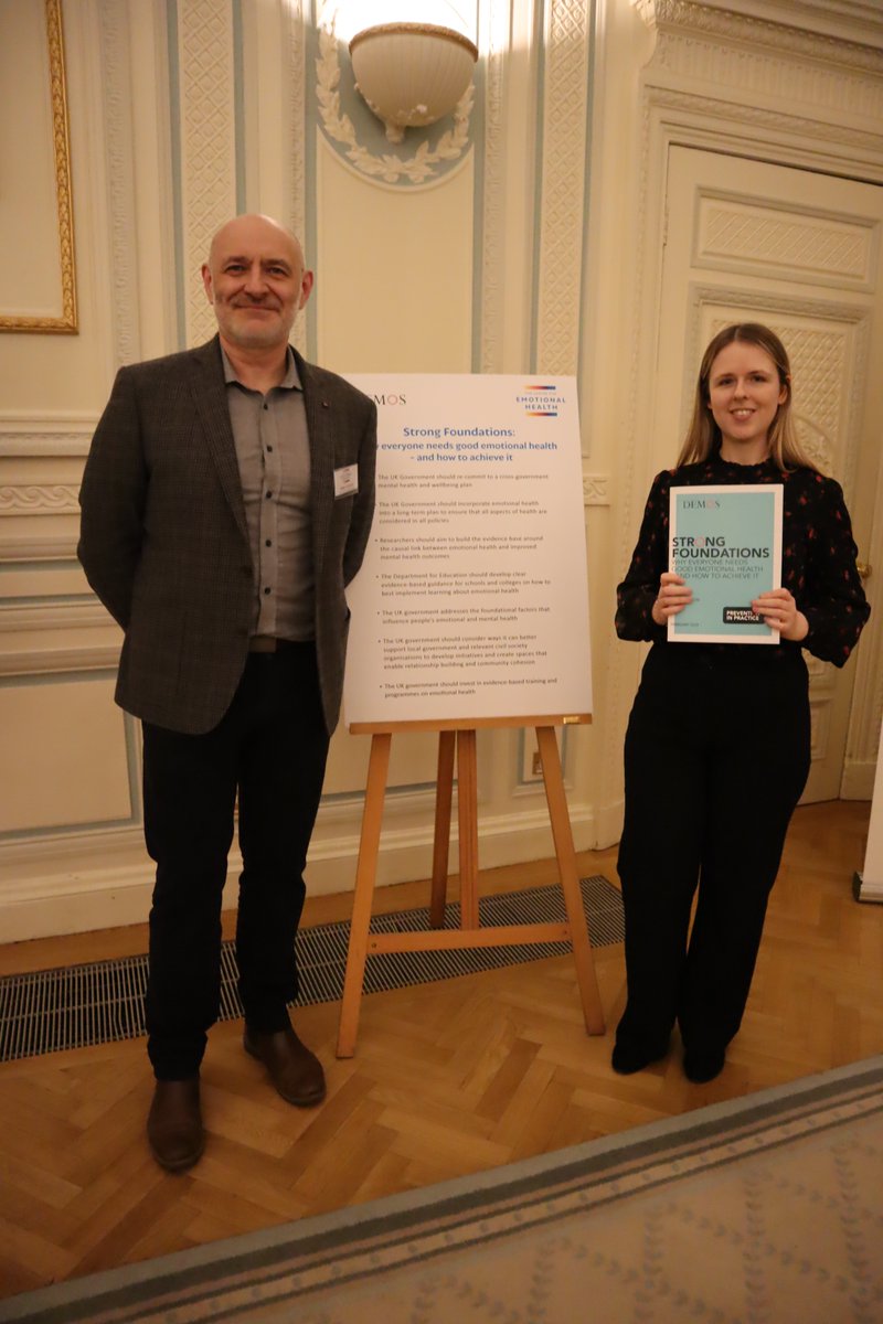 Centrefor_EH's tweet photo. Last night we celebrated with @Demos the launch of the paper Strong Foundations: Why everyone needs good emotional health - and how to achieve it. You can read the report &amp; it's 7 recommendations for the UK government here 👉 https://t.co/oMpeh1QUGG https://t.co/eDNAqGfRch