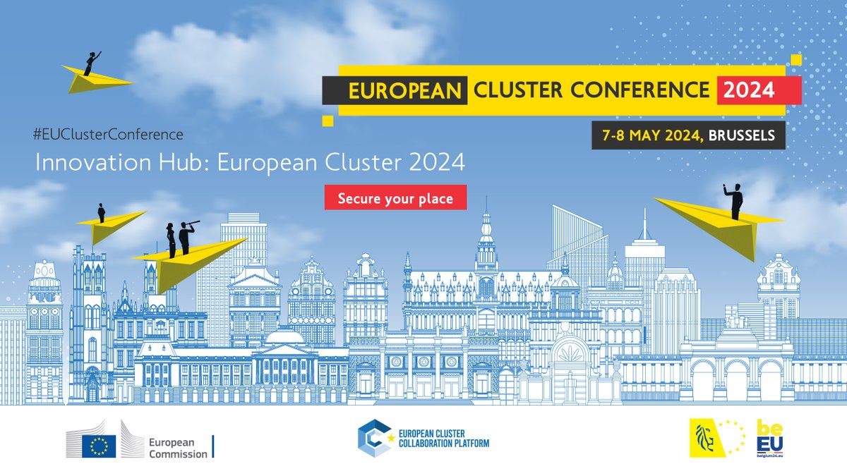 The #EUClusterConference 2024 is coming to Brussels 🇧🇪
🗓️On 7&amp;8 May, join us at the heart of Europe for this flagship event.
💡Supported by the Belgian Presidency @EU2024BE, we're set to drive sustainable &amp; innovative strategies for Europe's future!
👉bitly.ws/3beox