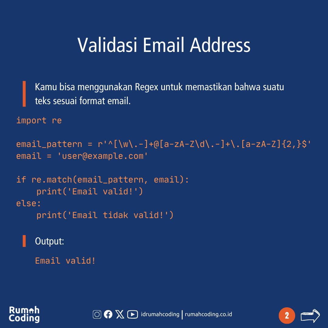 idrumahcoding's tweet image. Menyusun regex sendiri dari awal memang cukup mengasikan, tp juga cukup menguras waktu dan energi. Berikut saya sajikan beberapa use-case regex yang paling banyak digunakan. Tinggal pakai, gak perlu pusing bikin.

#python #coding #regex #RegexMagic #TextManipulation #CodeWizardry