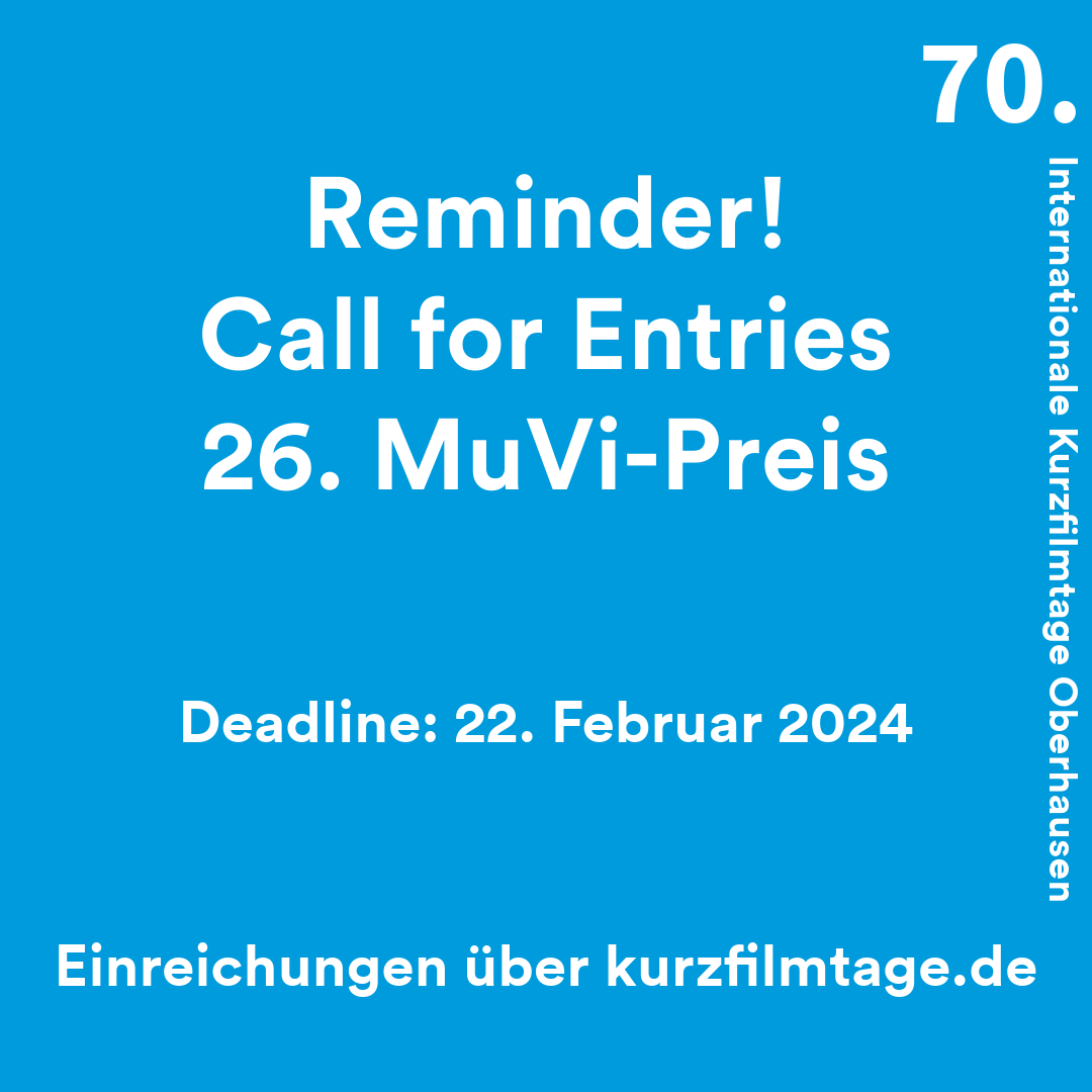 Noch können #videoclips für den 26. MuVi-Preis eingereicht werden - wir suchen aktuelle deutsche Produktionen und die beste visuelle Umsetzung eines Musikstücks und freuen uns auf mutige und ungewöhnliche #musikvideos! Hier geht's zur Einreichung:
kurzfilmtage.de/en/festival/su…