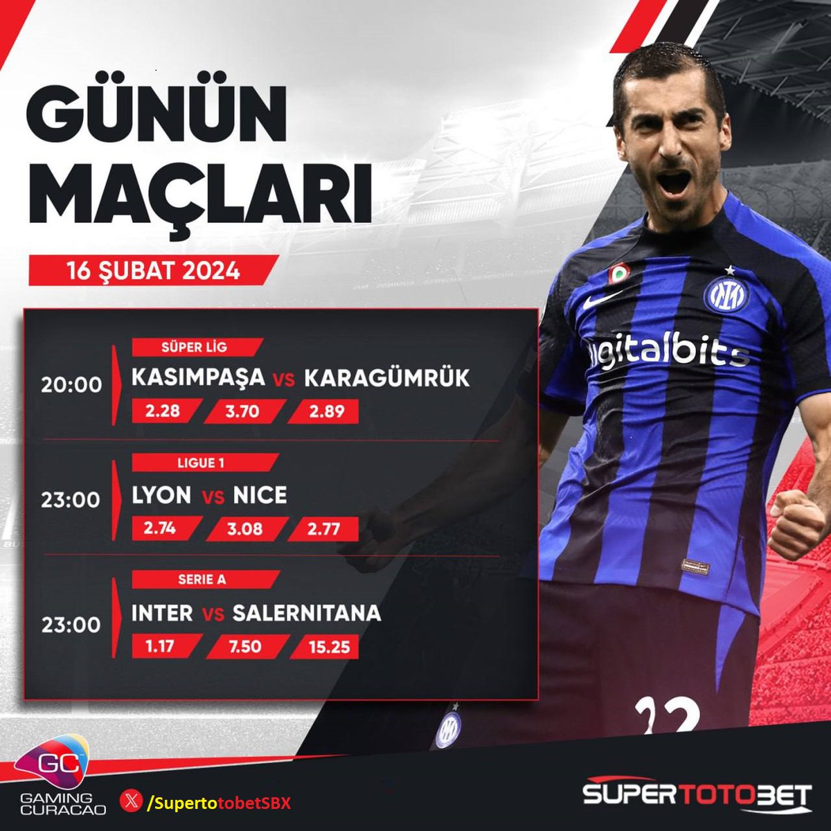 Süpertotobet'te Günün Karşılaşmaları

🤩#Kasımpaşa🆚#Karagümrük
🤩#Lyon🆚Nice
🤩#İnter🆚Salernitana

Gün senin günün en seçkin karşılaşmalarda en yüksek oranlar kazanmanız için sizleri bekliyor.