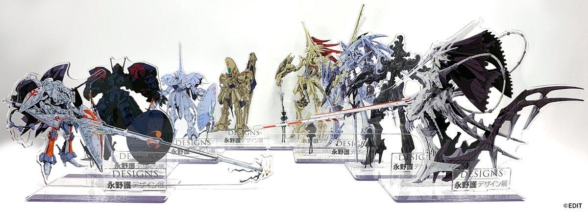 ◤永野護展 INFO◢ 【ビッグアクリルスタンド】全8種を並べてみました