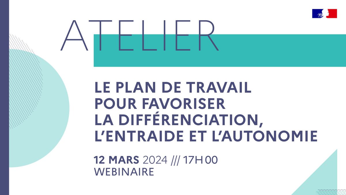 Vous souhaitez vous former sur le plan de travail pour favoriser la différenciation, l'entraide et l'autonomie. Ce webinaire du 12 mars est pour vous ! reseau-canope.fr/service/le-pla…