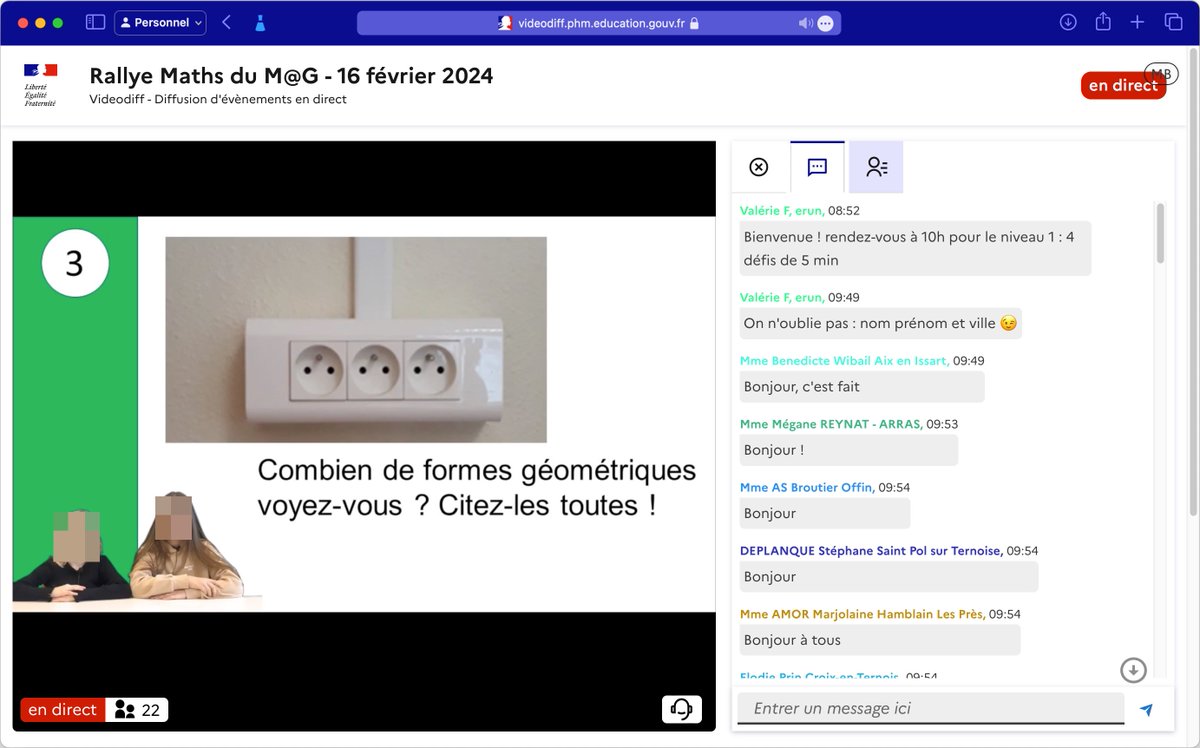 LeMAGwebtv's tweet photo. Nos jeunes élèves présentent un problème, puis à la fin du temps donné, ils donnent la réponse à tous les participants.
(et nous, on comptabilise les réponses dans le tchat.)

On espère bientôt pouvoir ouvrir les prochains rallyes webtv à tous. https://t.co/kvPHxo7PHG