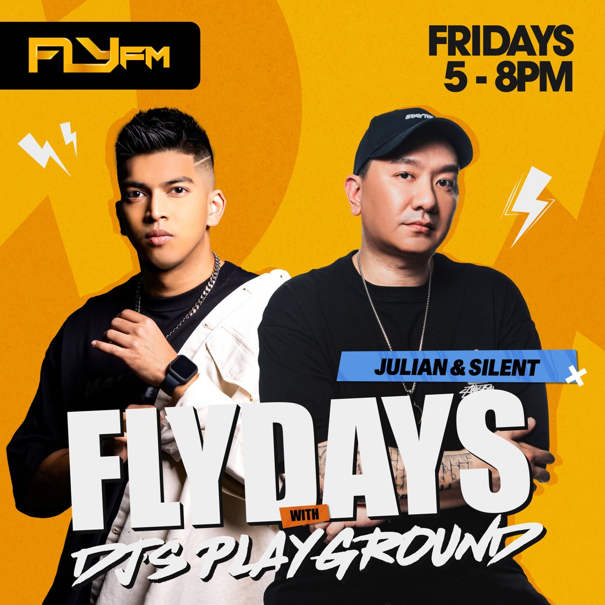 FlyFM958's tweet photo. What better way to kick off your mini weekend than with live DJs on the decks, featuring DJ Julian &amp; DJ Silent !

Listen this evening on https://t.co/B0DNvYLFBs or Audio+ ✨

#flydays https://t.co/iT3GY5ReFI