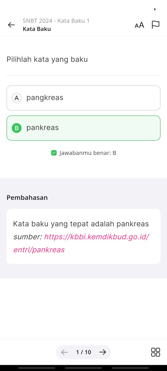 MAU MINI TO UTBK GRATIS?🤯

 Nih, aku nemu aplikasi yg nyediain ada 10 Quiz yg mirip mini TO UTBK untuk Kata Baku. Bayangin, ada 10 lho banyak bgt ini suer.

utas----