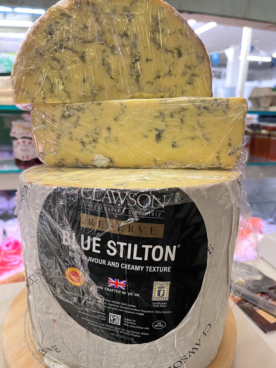 Blue Stilton - the classic English blue cheese, characterised by its crumbly texture & complex flavours. We have a special offer on the gorgeous Clawson Blue Stilton - normally £17.99/kg now just £15/kg - while stocks last! #Cheese #BlueStilton #ShopLocal @bradfordmarkets