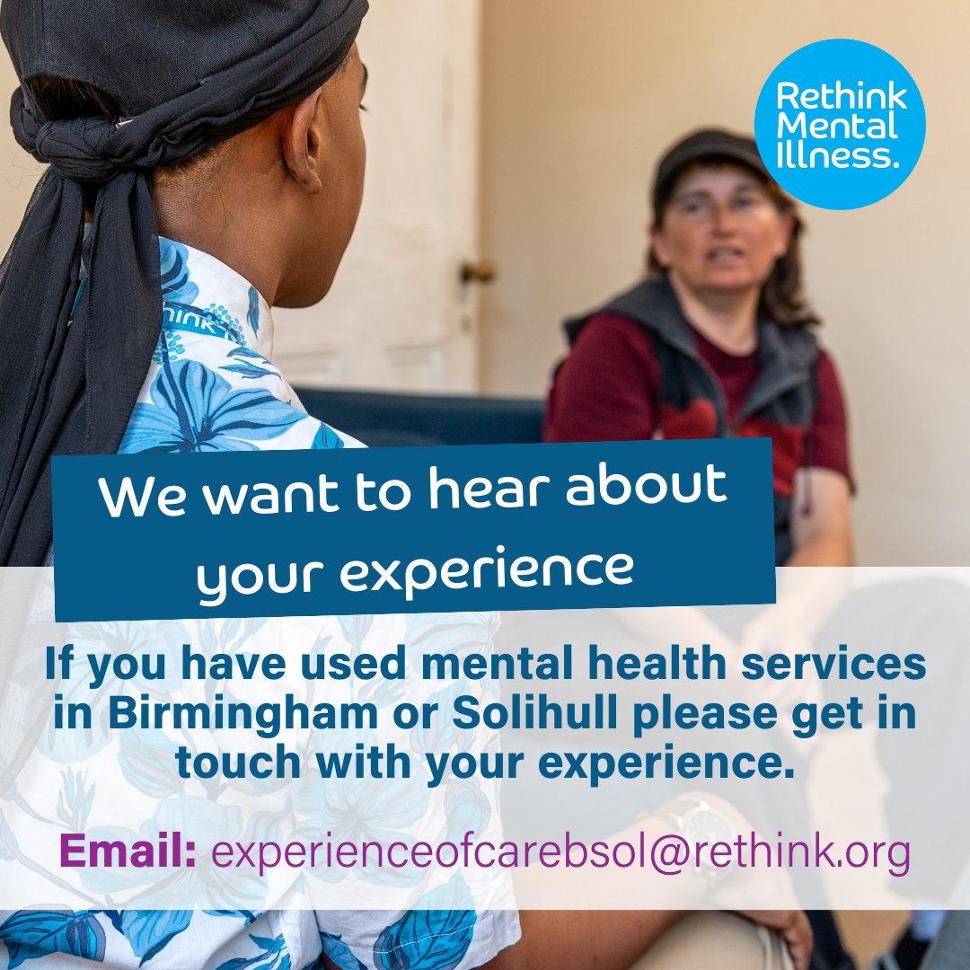 If you have used mental health services in Birmingham or Solihull, we want to hear about your experience. 
forms.office.com/e/deFVzucfhc 
#ExperienceOfCare #Birmingham #Solihull #MentalHealth #YourVoice #ServiceUserExperience