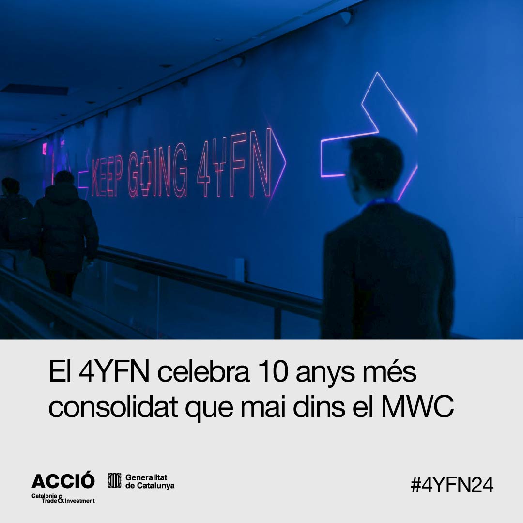 accio_cat's tweet photo. 🚀 Les empreses emergents del Barcelona & Catalonia Startup Hub no es perdran el #4YFN24!
ACCIÓ hi acompanya una quarantena de #startups que exposaran la seva tecnologia en un dels estands centrals del @4YFN_MWC
Les vols conèixer? ⤵
https://t.co/QT4dbBH2Nk
#StartupsCAT #MWC24 https://t.co/OSL3vrVh1f