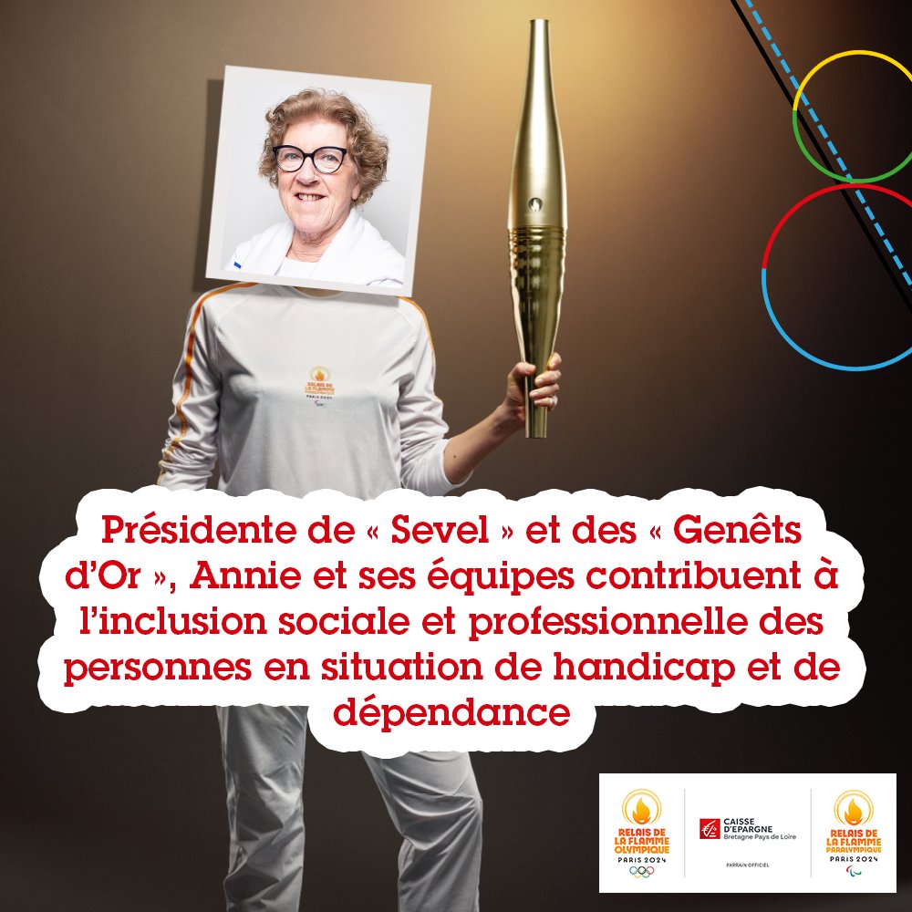 CaissEpargneBPL's tweet photo. FĂ©licitations Ă Annie Fily et Serge Brunet qui porteront la Flamme Olympique avec la Caisse dâEpargne Bretagne Pays de Loire đ„
#NousportonslaFlamme #PlusProchePlusUtile #Paris2024 https://t.co/5eNguR5MvZ