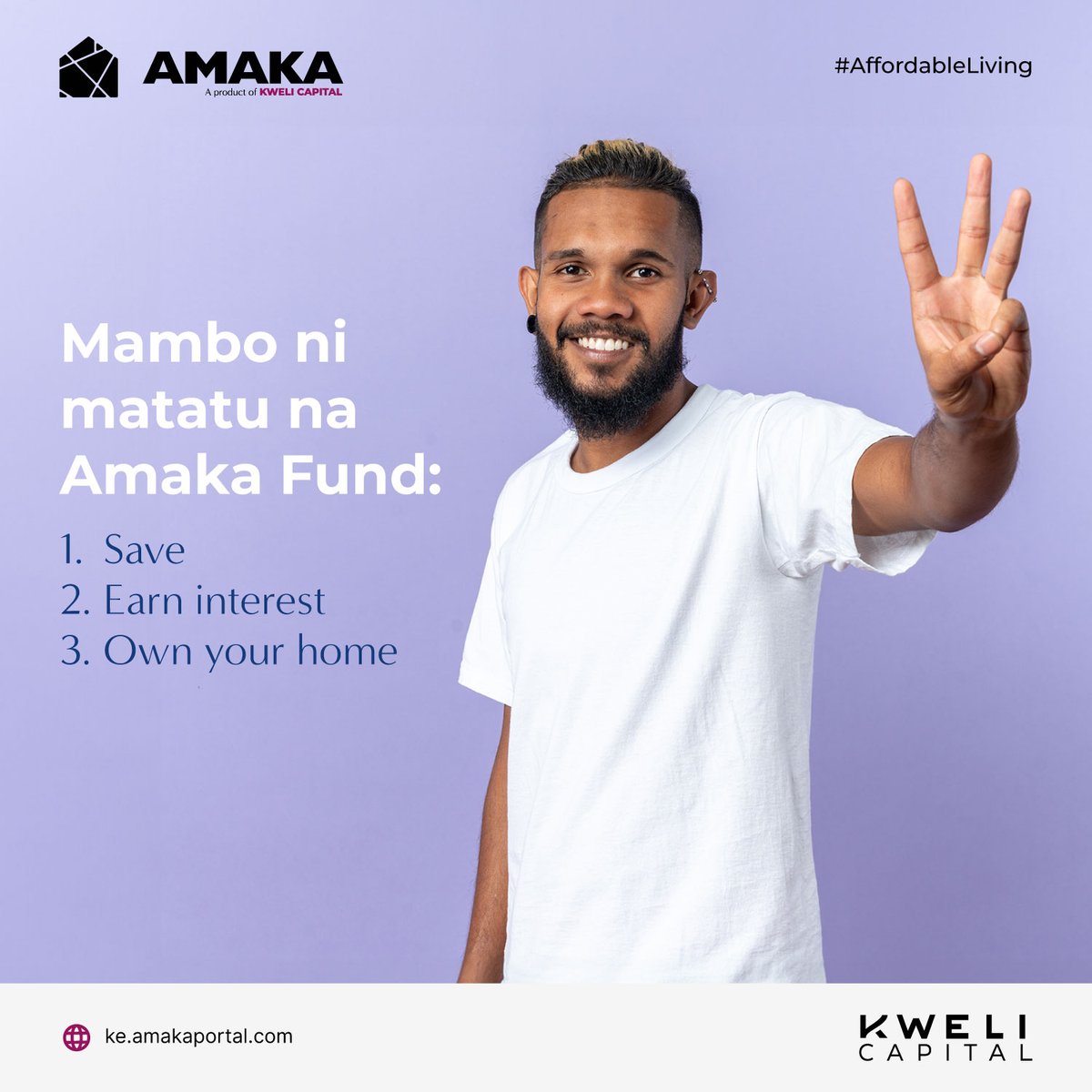 kwelicapital's tweet photo. Mambo ni matatu na Amaka Fund:

1. Register and start saving from as low as KES 500,
2. Earn interest on your savings on a daily basis,
3. Select your house when your savings plus interest amount to the house deposit.

To learn more &amp; get started, visit → https://t.co/kMBhfcWSE6 https://t.co/Fi8M21S4xe