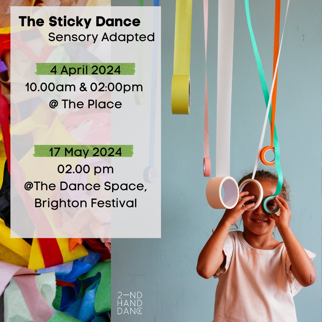 We are excited to share upcoming dates of both our early years & sensory adapted performances. Tape, Stick & Groove with in this interactive, engaging and colourful performance installation. Tickets&info: link in bio Image credit: Zoe Manders #earlyyearsdance #sendance